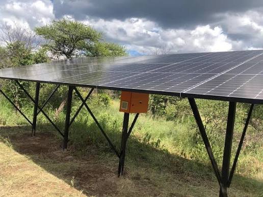 AerixSys elevated off-grid solar panel array installed on a rural farm site